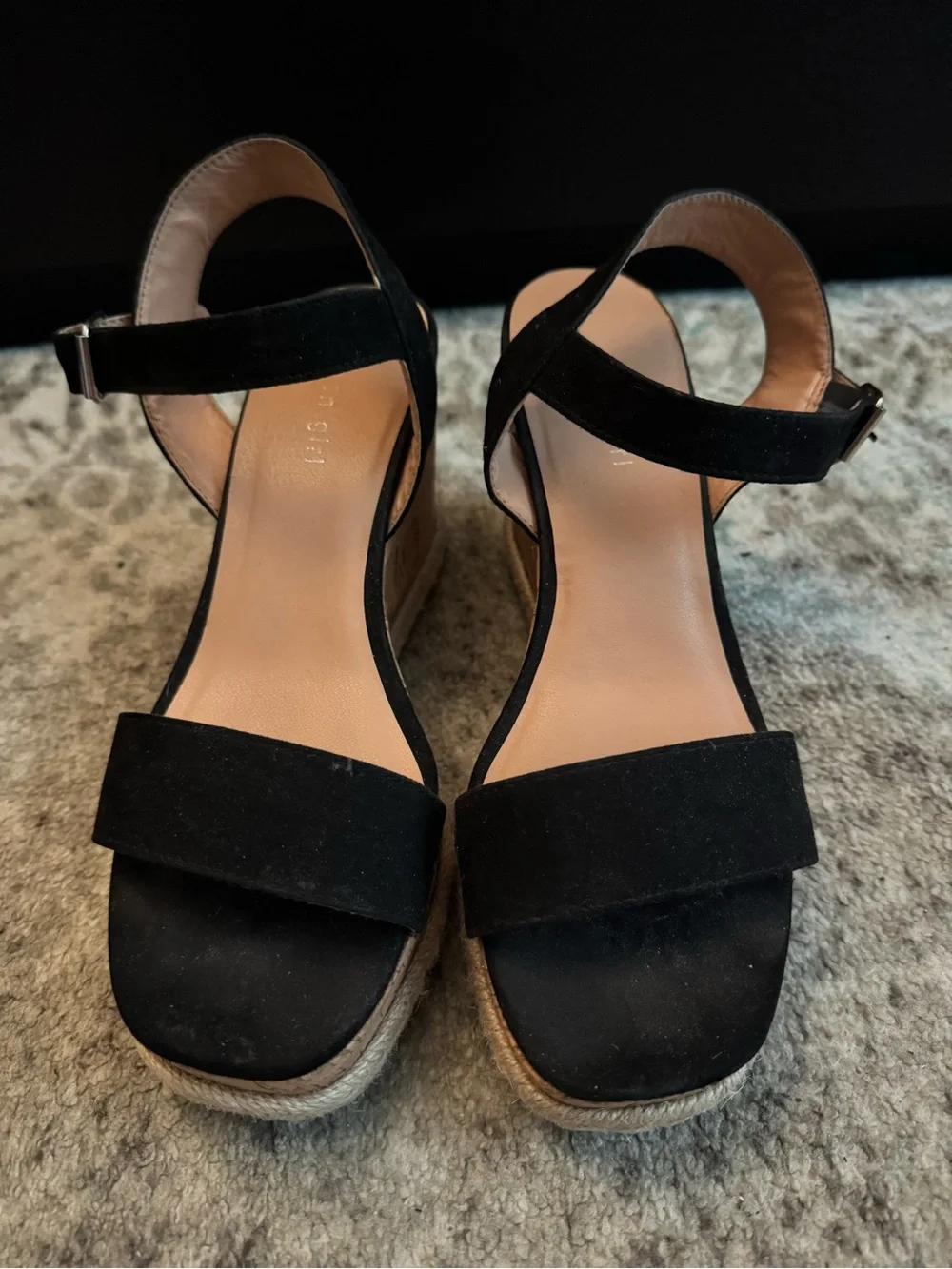 Madden Girl Black Suede Espadrille Wedge Sandals